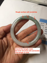 Load image into Gallery viewer, 54.4mm certified 100% natural Type A light green white purple round cut jadeite jade bangle AA121-4903
