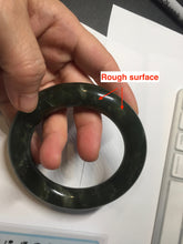 Load image into Gallery viewer, 59mm certified 100% Natural dark green/gray/black chubby round cut nephrite Jade bangle HF86-0209
