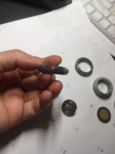 Load image into Gallery viewer, Size 7 3/4-13 100% natural type A light green/black/white/brown jadeite band ring group PD197
