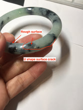 Load image into Gallery viewer, 58.3mm Certified Type A 100% Natural light green with flying dark green flowers chubby round cut Jadeite bangle PE20-5954
