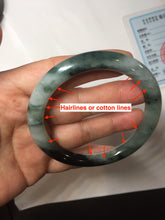 Load image into Gallery viewer, 55.7mm Certified Type A 100% Natural Dark Green Blue Gray Black Slim Moonlit Ink (水墨月色)Round Cut Jadeite Jade Bangle BS146-0748
