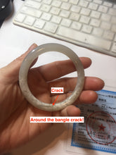 Load image into Gallery viewer, AllaboutjadeCanada.com only 52.2mm certified 100% Natural icy watery light beige pale pink(藕粉) gray white nephrite bangle HN121-0066
