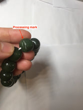 Load image into Gallery viewer, 14x13mm 100% Natural dark green/black/gray(碧玉) vintage style nephrite Jade bead bracelet HE109

