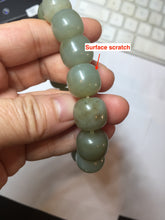 Load image into Gallery viewer, 14x13mm 100% Natural light green/gray vintage style nephrite Jade bead bracelet HF38
