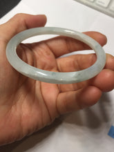 Load image into Gallery viewer, 55mm Certified Type A 100% Natural icy watery green white slim round cut Jadeite bangle PF66-04445
