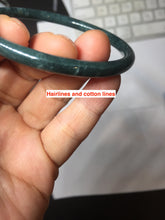 Load image into Gallery viewer, 61mm Certified Type A 100% Natural icy watery dark green/blue/gray with Guatemala slim round cut Jadeite bangle PH20-2332
