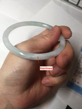 Load image into Gallery viewer, 59.5mm 100% natural certified light green/white round cut slim jadeite jade bangle BL43-1824
