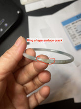 Load image into Gallery viewer, 51.4mm certified 100% natural Type A icy watery light green clear Supper skinny round cut jadeite jade bangle PH205-6185
