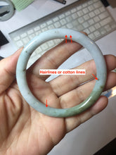 Load image into Gallery viewer, 60.1mm certified Type A 100% Natural dark green gray light purple with brown flying dandelions slim round cut Jadeite Jade bangle PH212-3249
