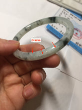 Load image into Gallery viewer, 57.2mm certified 100% natural Type A white sunny green dark green ink painting (水墨) round cut jadeite jade bangle PC158-3151
