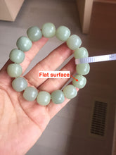 Load image into Gallery viewer, 14x13mm 100% Natural light green/gray vintage style nephrite Jade bead bracelet HT122
