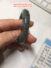 Load image into Gallery viewer, 55mm Certified Type A 100% Natural dark green purple with floating flowers Jadeite bangle PD134-6287
