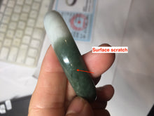 Load image into Gallery viewer, 51mm certified 100% natural Type A sunny green oily dark green gray black(老油青)  half mountain half water (半山半水) oval jadeite jade bangle BS175-0060
