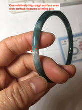Load image into Gallery viewer, 59mm Certified Type A 100% Natural dark green/blue/gray with Guatemala slim round cut Jadeite bangle PH22-2330
