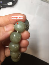 Load image into Gallery viewer, 100% Natural 13.8x13mm green/yellow/brown vintage style nephrite Jade bead man bracelet HF9
