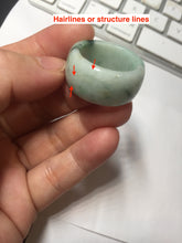 Load image into Gallery viewer, Size 10 3/4 100% natural type A sunny green light green white broad jadeite jade band ring thumb ring PC246-2
