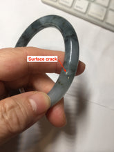 Load image into Gallery viewer, 56mm Certified Type A 100% Natural icy watery dark green/purple/gray round cut Jadeite bangle AA130-6924
