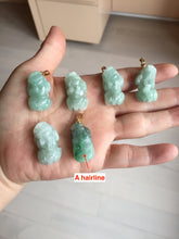 Load image into Gallery viewer, 100% natural type A sunny green jadeite jade 3D PiXiu (貔貅) pendant group AX150
