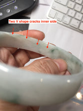 Load image into Gallery viewer, 68.3mm certified 100% natural Type A ligit green white with green floating flowers thin jadeite jade bangle AZ173-1027
