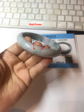 Load image into Gallery viewer, 58.5mm certified 100% natural Type A light green/purple white Snowy Pine Forest jadeite jade bangle PC199-3043
