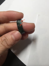 Load image into Gallery viewer, 100% natural type A dark green/sunny green/black jadeite jade band ring PB222
