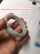 Load image into Gallery viewer, 53mm certified 100% natural Type A light green white with green floating flowers thin jadeite bangle PF56-5636
