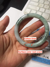 Load image into Gallery viewer, 56.9mm certified Type A 100% Natural green with green floating flowers Green Vines and Spring Blossoms(青藤与飞花)  round cut Jadeite Jade bangle PH216-3253
