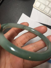 Load image into Gallery viewer, 59.8mm Certified Type A 100% Natural oily dark green(老油青) gray black round cut Jadeite Jade bangle BH110-0696

