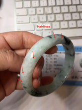 Load image into Gallery viewer, 56.5mm Certified 100% natural Type A light green with green floating flowers jadeite jade bangle PH241-7292
