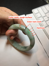 Load image into Gallery viewer, 55.8mm certified type A 100% Natural sunny green white flying flowers jadeite jade bangle AX129-5234
