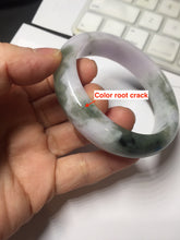Load image into Gallery viewer, 55.2mm certified 100% natural Type A watermelon-rind green light purple Base jadeite bangle PA184-4754
