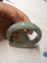 Load image into Gallery viewer, 55.5mm certified type A 100% Natural icy watery light green with dark green flowers jadeite jade bangle PH59-1059
