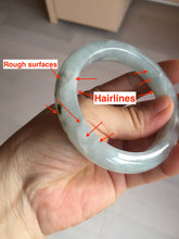 Load image into Gallery viewer, 54.5mm 100% natural type A icy watery light green/brown/black ice river with seaweed jadeite jade bangle Y154-5248
