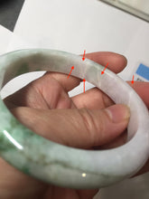 Load image into Gallery viewer, 60.6mm certified 100% Natural sunny green/white/purple/brown Jadeite Jade bangle AZ165-4034
