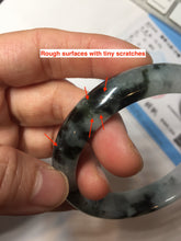 Load image into Gallery viewer, 57.2mm certified 100% natural Type A dark green black purple white Blooming Ink(水墨花开) jadeite jade bangle PB293-0507

