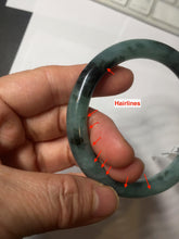 Load image into Gallery viewer, 55mm Certified Type A 100% Natural dark green/gray round cut Jadeite bangle PA227-2426
