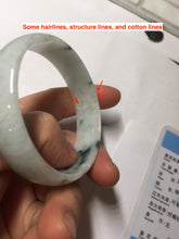 Load image into Gallery viewer, 53mm certified 100% natural Type A light green white with green floating flowers thin jadeite bangle PF56-5636

