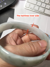Load image into Gallery viewer, 68.3mm certified 100% natural Type A ligit green white with green floating flowers thin jadeite jade bangle AZ173-1027
