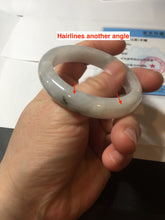 Load image into Gallery viewer, 46mm Certified Type A 100% Natural icy watery light green white clear Jadeite Jade bangle BS88-6685
