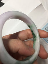 Load image into Gallery viewer, 55.5mm Certified 100% natural Type A sunny Green &amp; Light Purple(春带彩) jadeite jade bangle PH247-0509
