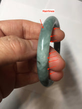 Load image into Gallery viewer, 55mm Certified Type A 100% Natural dark green/gray round cut Jadeite bangle PA227-2426
