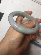 Load image into Gallery viewer, 60.5mm Certified Type A 100% Natural icy watery green/purple chubby Jadeite Jade bangle E146-9537
