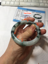 Load image into Gallery viewer, 56.4mm certified 100% natural Type A light green white with green floating flowers jadeite jade bangle BS123-7295
