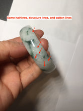 Load image into Gallery viewer, 53mm certified 100% natural Type A light green white with green floating flowers thin jadeite bangle PF56-5636
