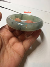 Load image into Gallery viewer, 55.5mm certified type A 100% Natural icy watery light green with dark green flowers jadeite jade bangle PH59-1059
