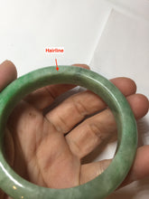 Load image into Gallery viewer, 59mm Certified Type A 100% Natural sunny green gray Jadeite Jade bangle BG236-9898
