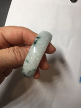 Load image into Gallery viewer, 53mm certified 100% natural Type A light green white with green floating flowers thin jadeite bangle PF56-5636
