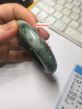 Load image into Gallery viewer, 56mm certified Type A 100% Natural dark green gray Jadeite Jade bangle BS112-6647
