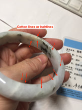 Load image into Gallery viewer, 56.3mm certified 100% natural Type A dark green/purple/white with green floating flowers jadeite jade bangle PB231-2823
