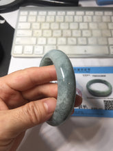Load image into Gallery viewer, 58mm certified Type A 100% Natural light green gray chubby Jadeite Jade bangle BS115-6636
